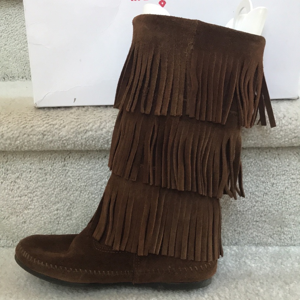Minnetonka Moccasin 3-Layer Fringe Boots - Picture 2 of 10